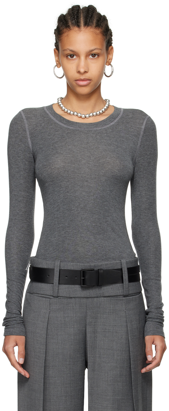 Gray 'The Round Neck' Long Sleeve T-Shirt