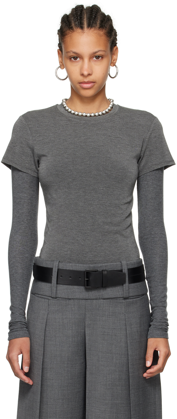 Shop Fax Copy Express Gray 'the Fitted' T-shirt In Grey