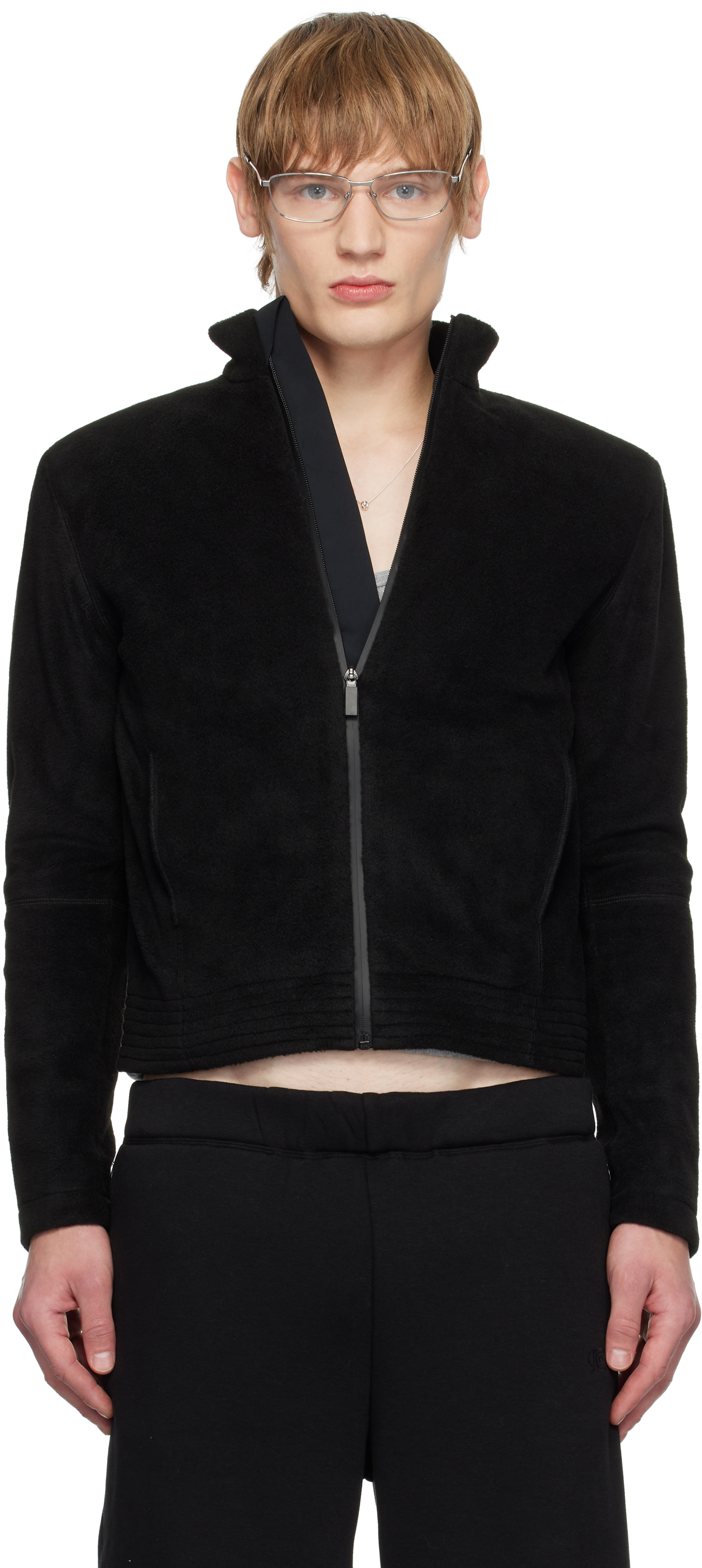 Black Fleece Zip-Up Jacket