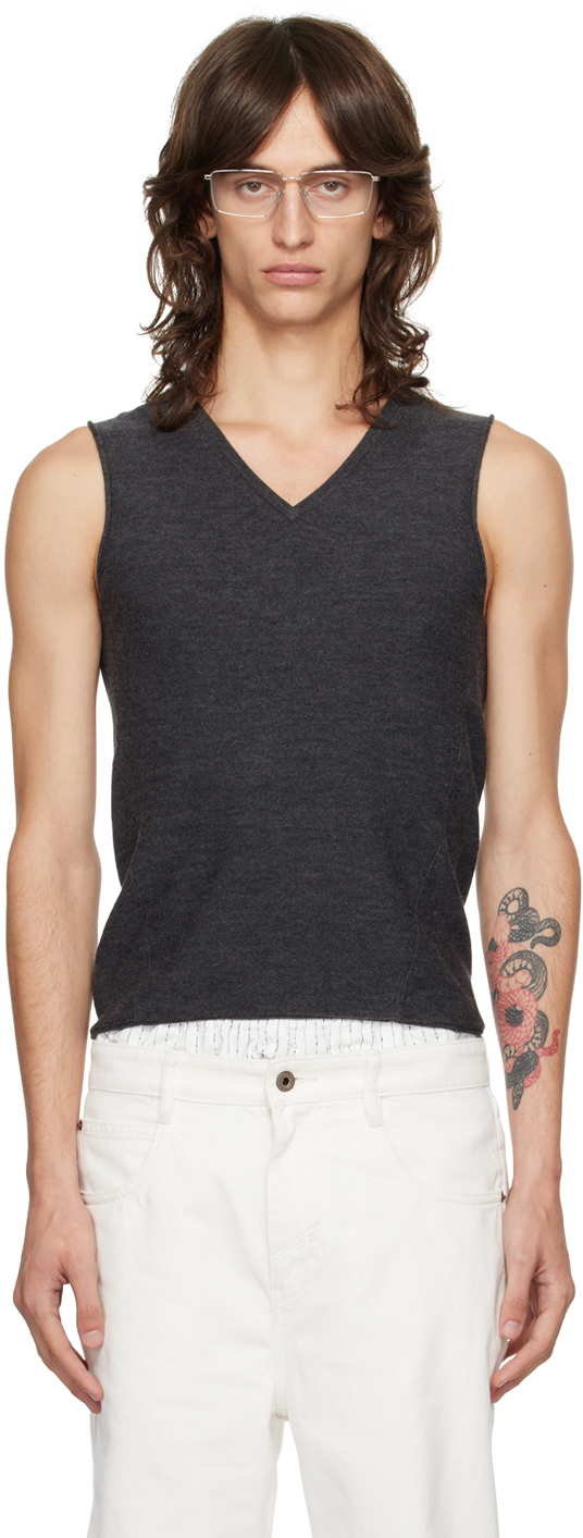 Gray V-Neck Vest