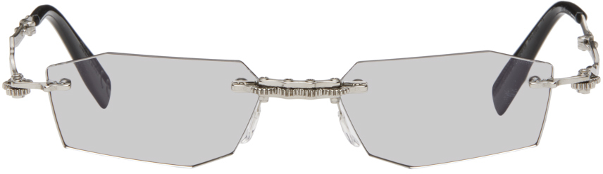 Shop Kuboraum Silver H40 Sunglasses
