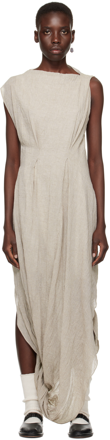 Lauren Manoogian: Taupe Twist Maxi Dress | SSENSE