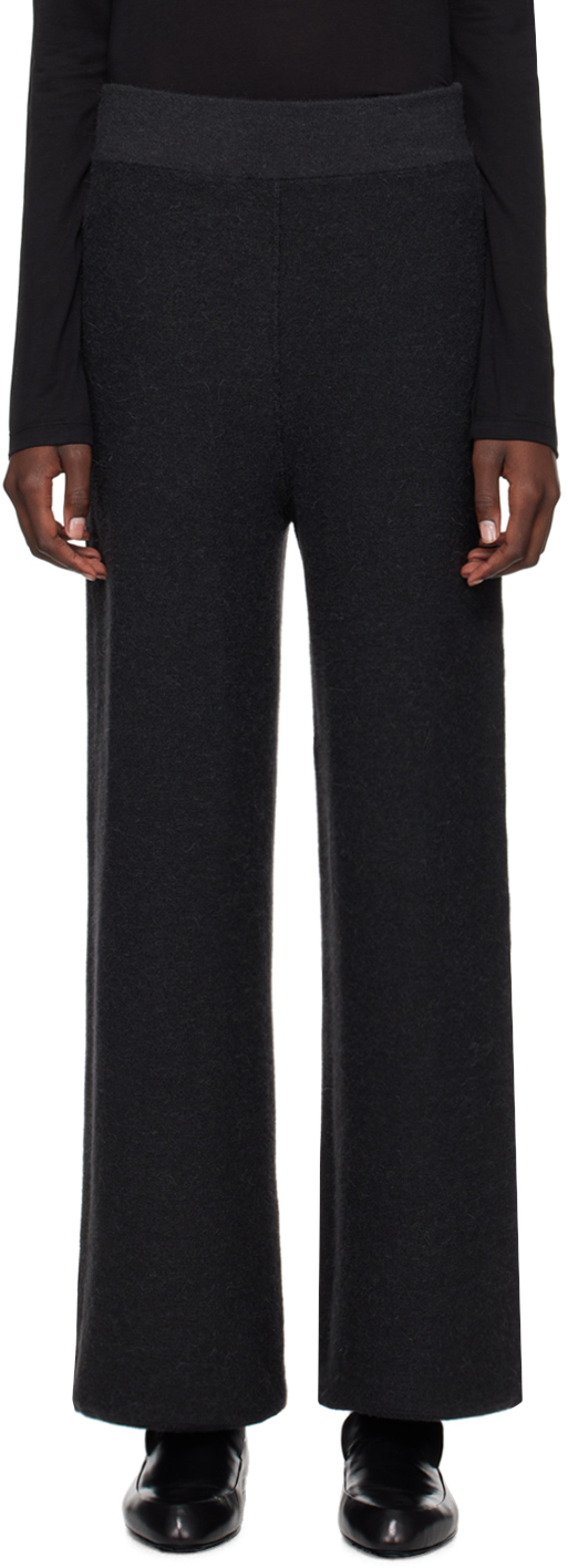 Shop Lauren Manoogian Black Double Knit Lounge Pants In I01 Ink