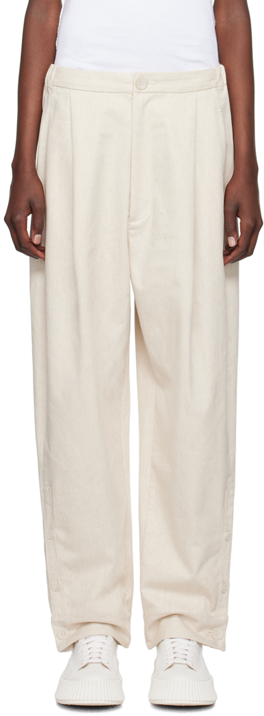 Shop Lauren Manoogian Off-white Cuff Trousers In N01 Natural