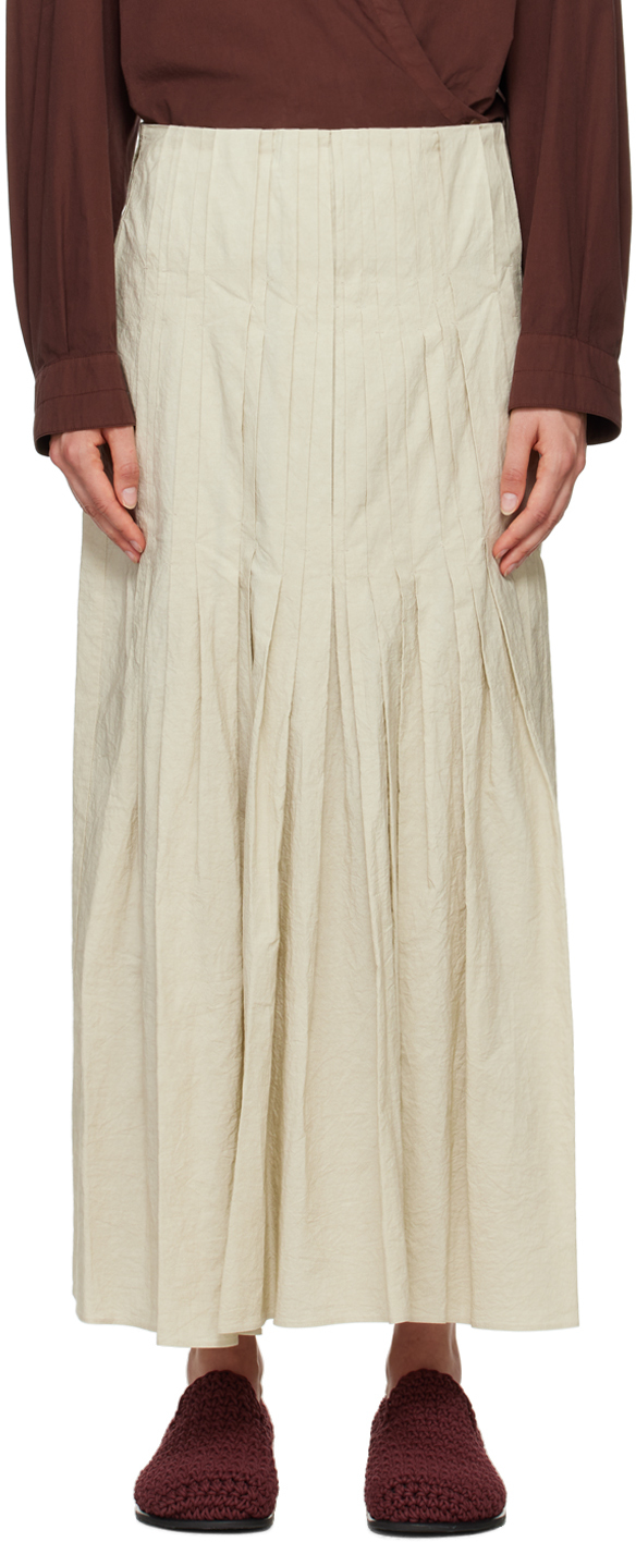 Shop Lauren Manoogian Beige Hand Pleat Maxi Skirt In G04 Greige