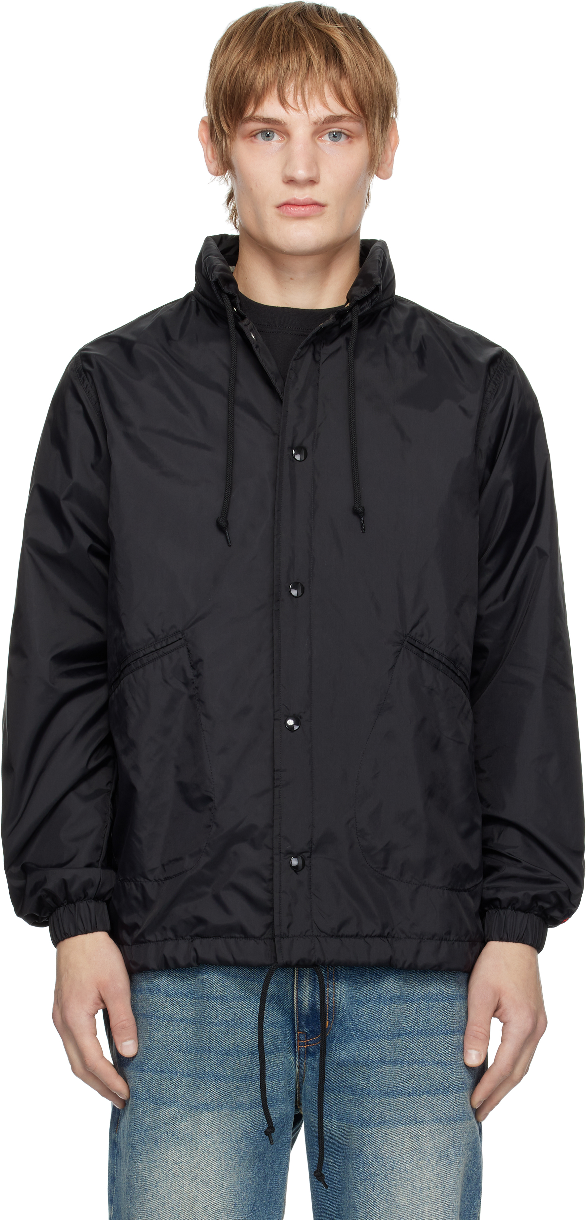 Black Hooded Coaches Jacket