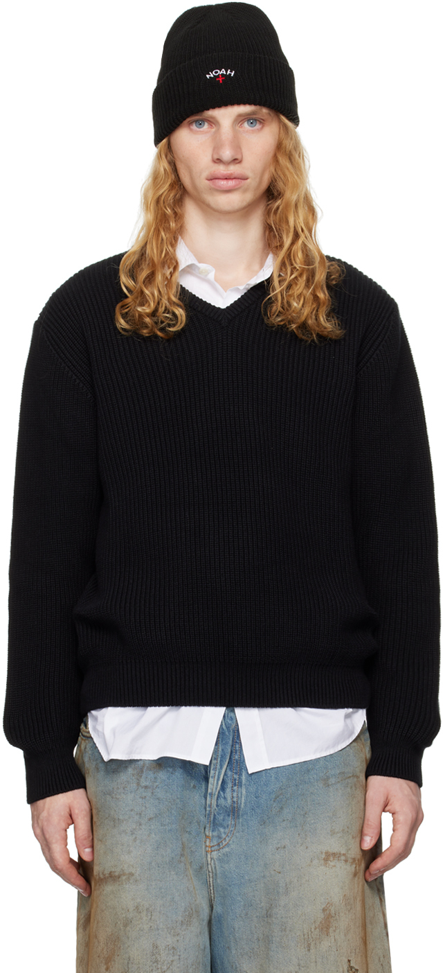 Shop Noah Black V-neck Shaker Stitch Sweater