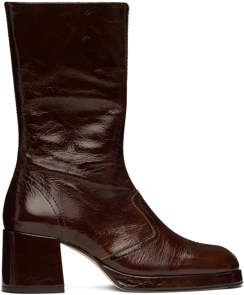 Brown Cass Patent Boots