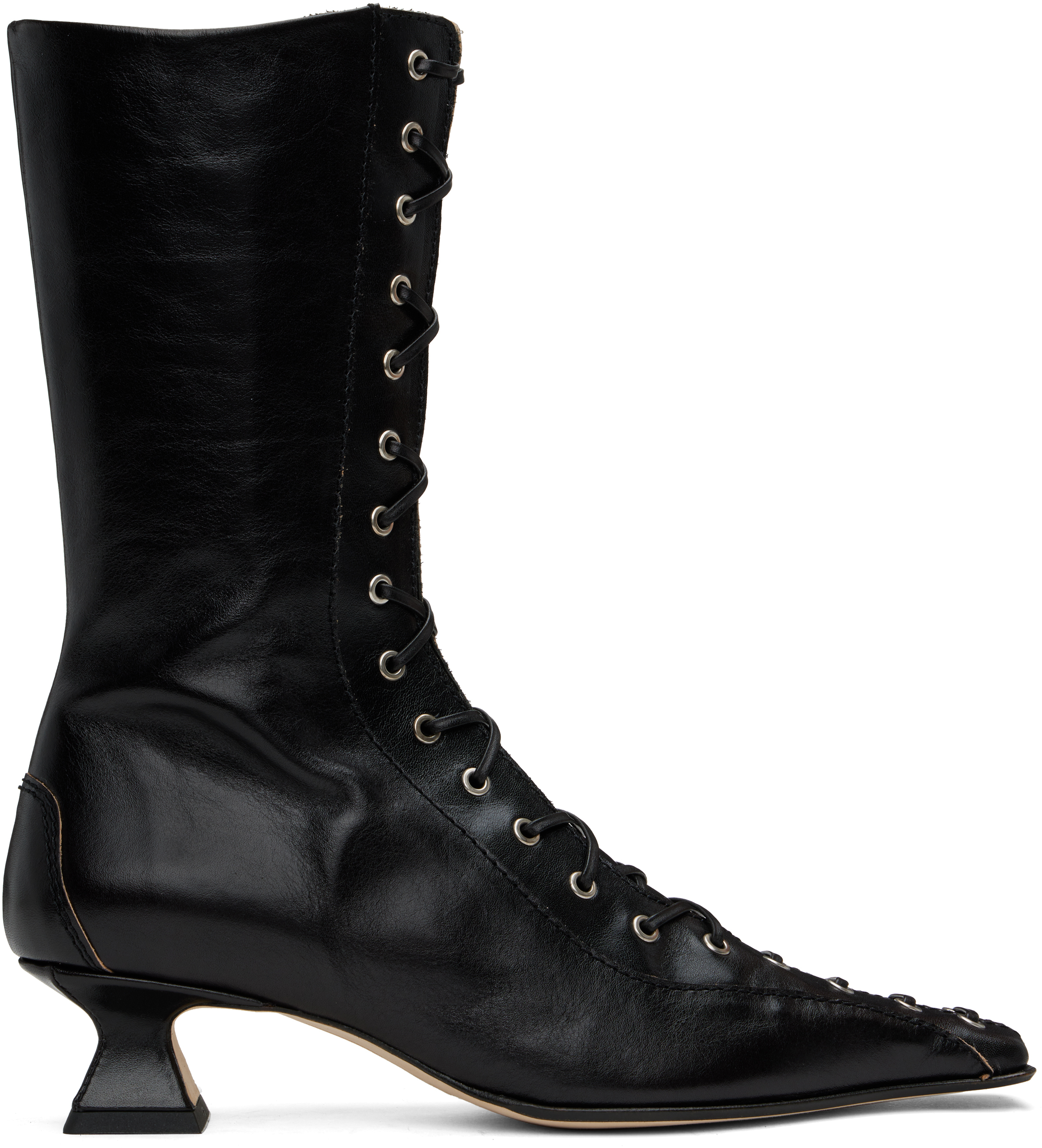 MIISTA BLACK EMILE LACE-UP BOOTS 