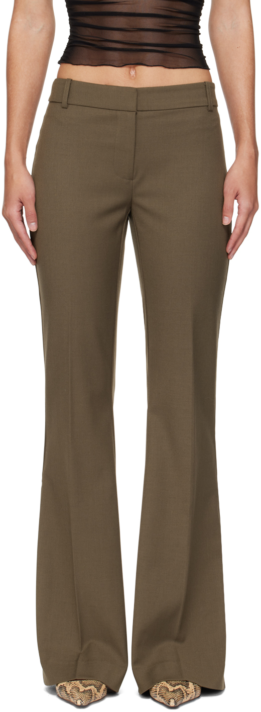 Khaki Teri Bootleg Trousers