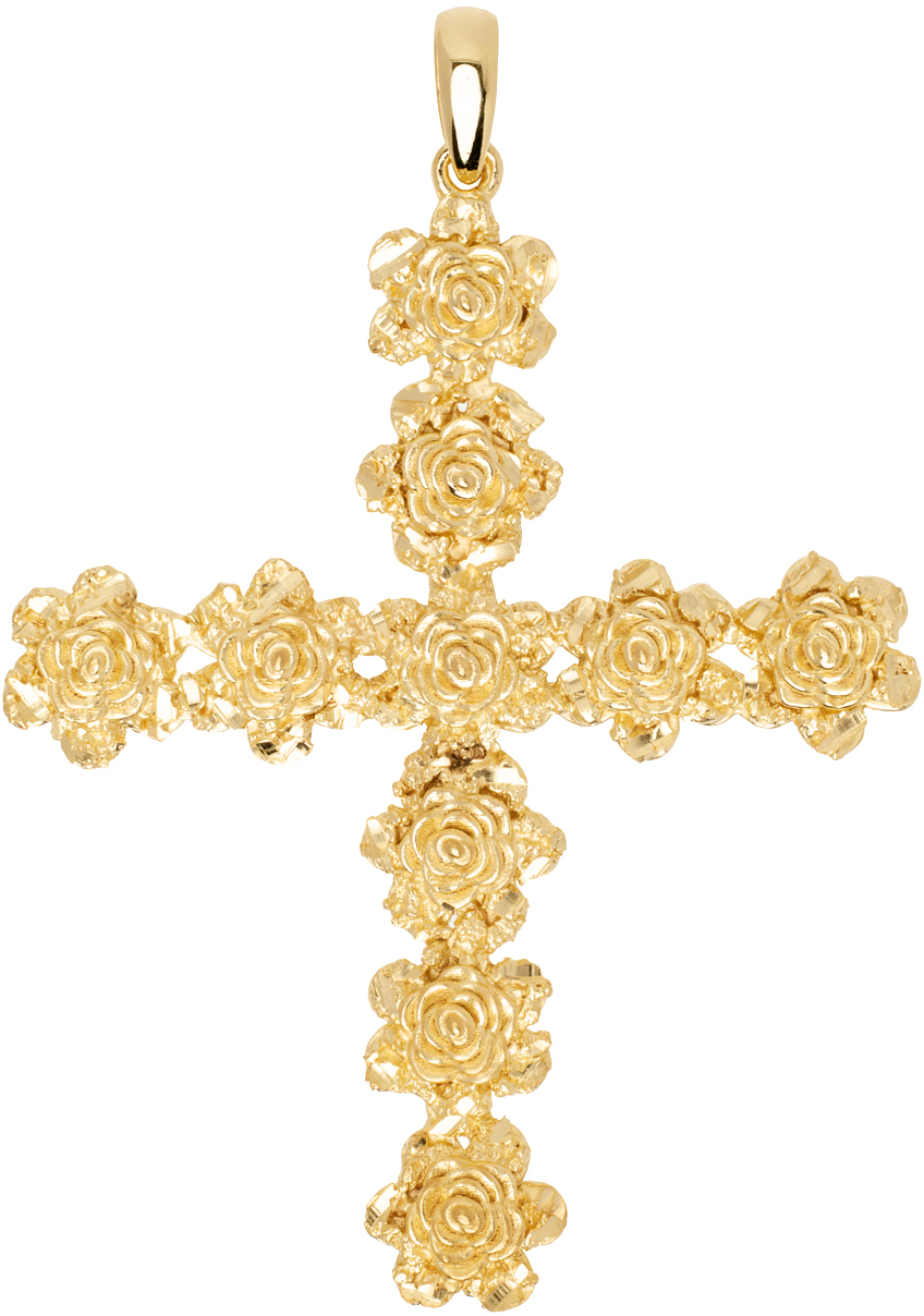 Gold VC059 Rose Cross Pendant