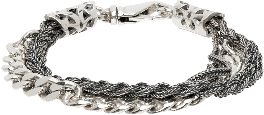 Shop Emanuele Bicocchi Silver Double Braided Bracelet