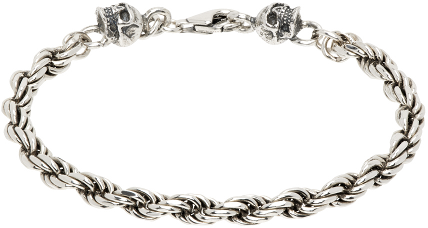 Shop Emanuele Bicocchi Ssense Exclusive Silver Skull Bracelet