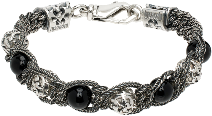 Shop Emanuele Bicocchi Silver Arabesque Shamballa Bracelet