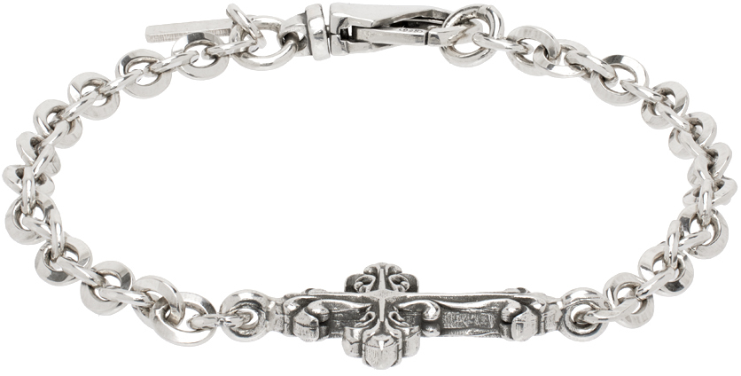 Shop Emanuele Bicocchi Silver Avelli Cross Bracelet