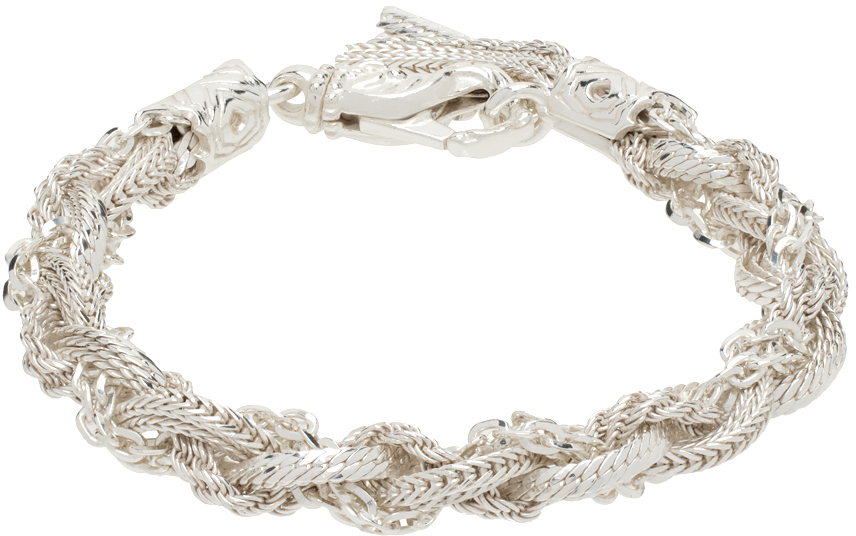 Silver Ice Round Braid Bracelet