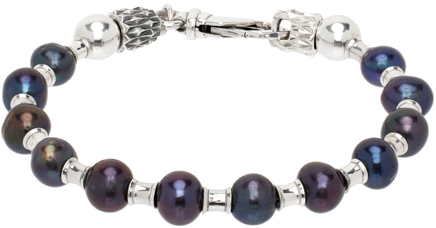 Silver & Black Pearl Bracelet