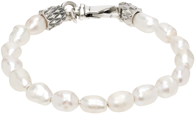 Shop Emanuele Bicocchi White Baroque Pearl Bracelet