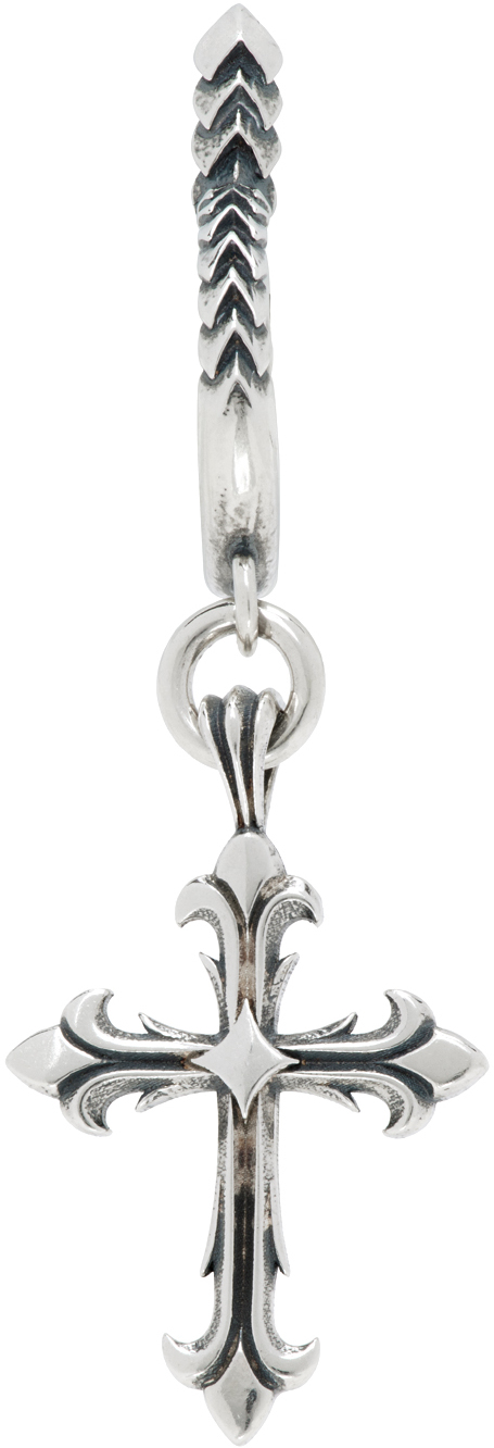 Silver Fleury Cross Single Earring