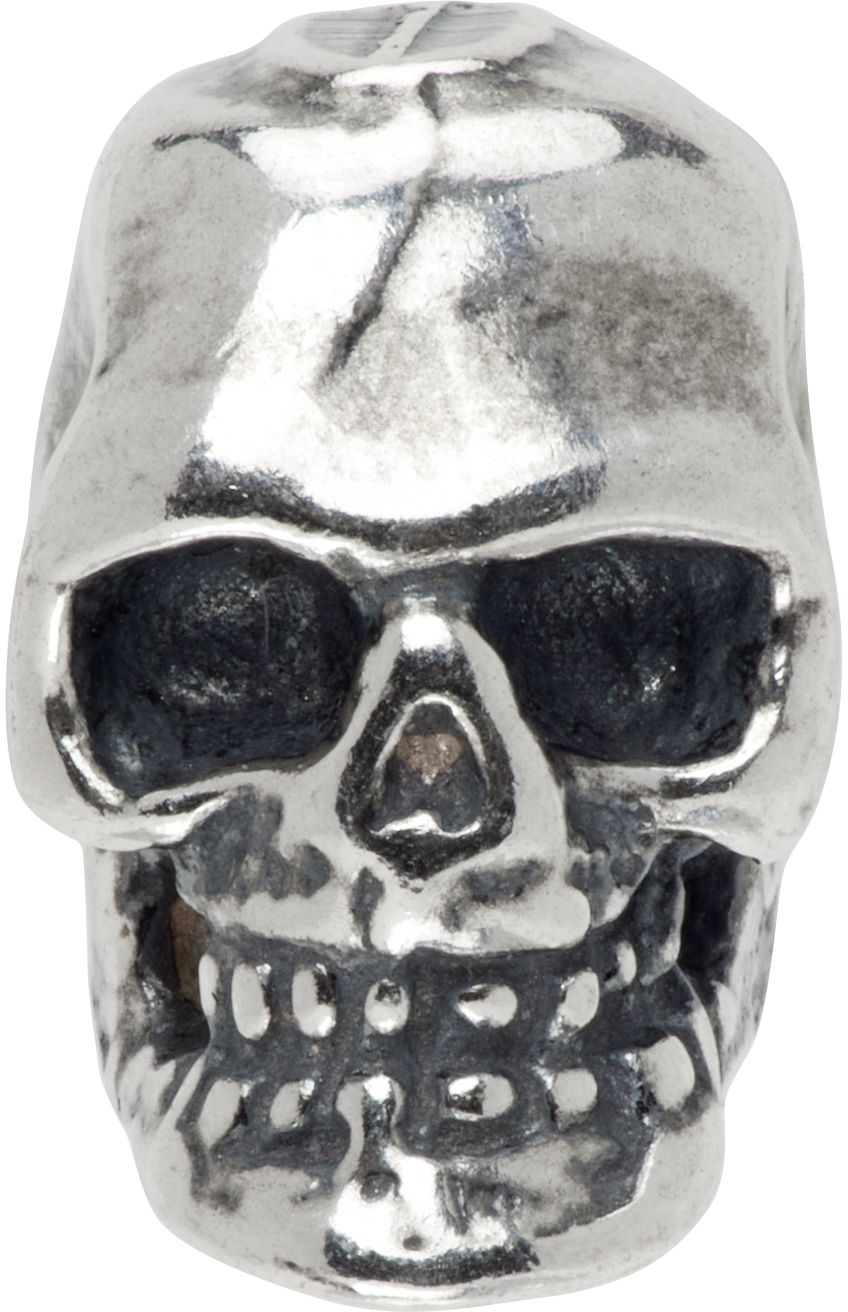 Shop Emanuele Bicocchi シルバー Skull シングル スタッドピアス In Silver