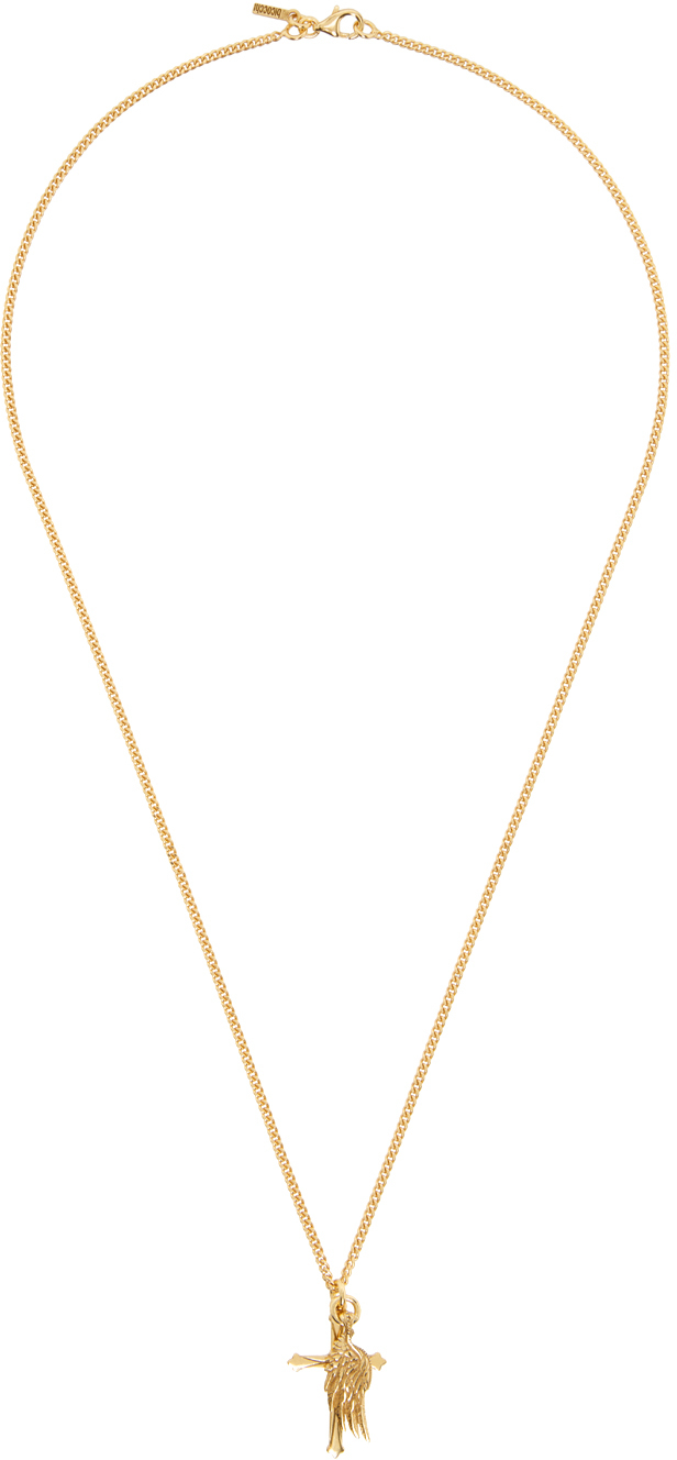 EMANUELE BICOCCHI GOLD CROSS & WING NECKLACE 