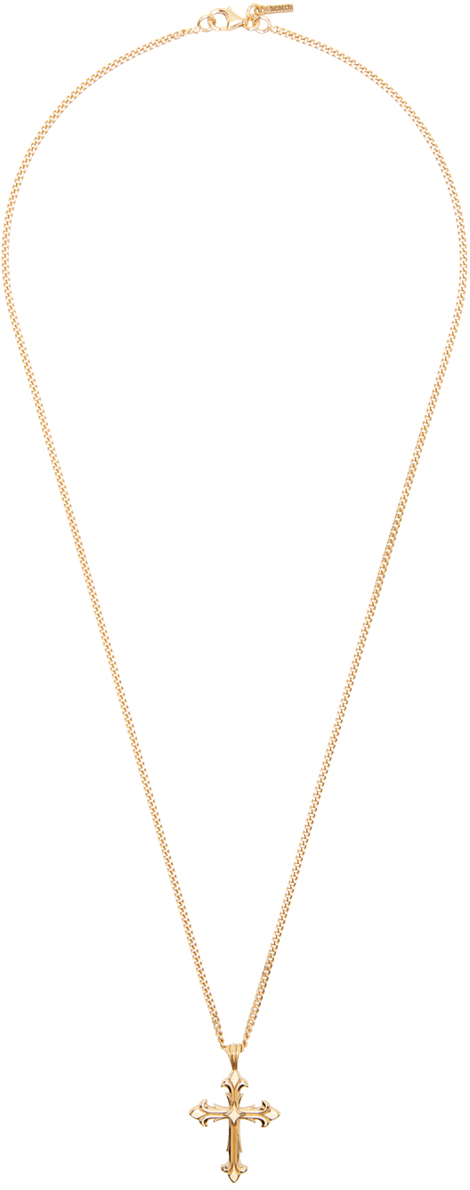 Shop Emanuele Bicocchi Gold Fleury Cross Necklace