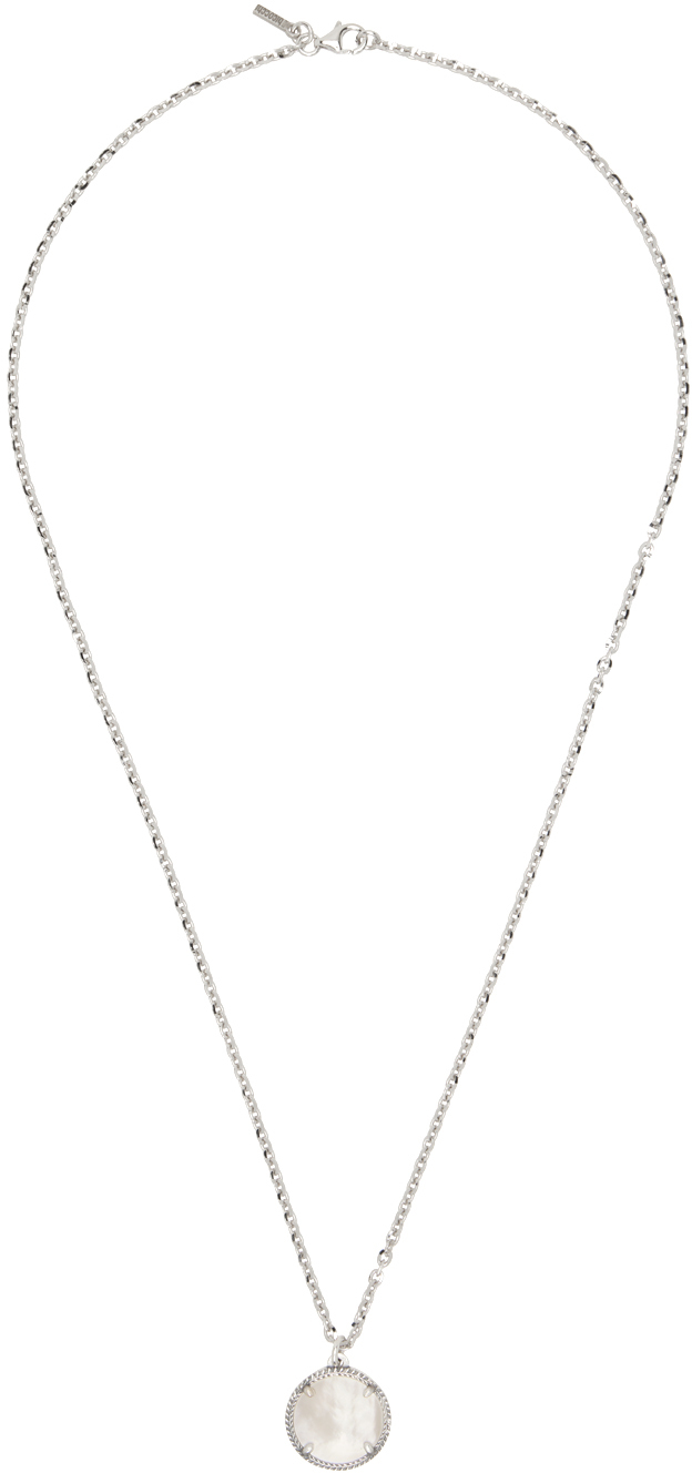 Emanuele Bicocchi: Silver Mother Of Pearl Amulet Pendant Necklace | SSENSE