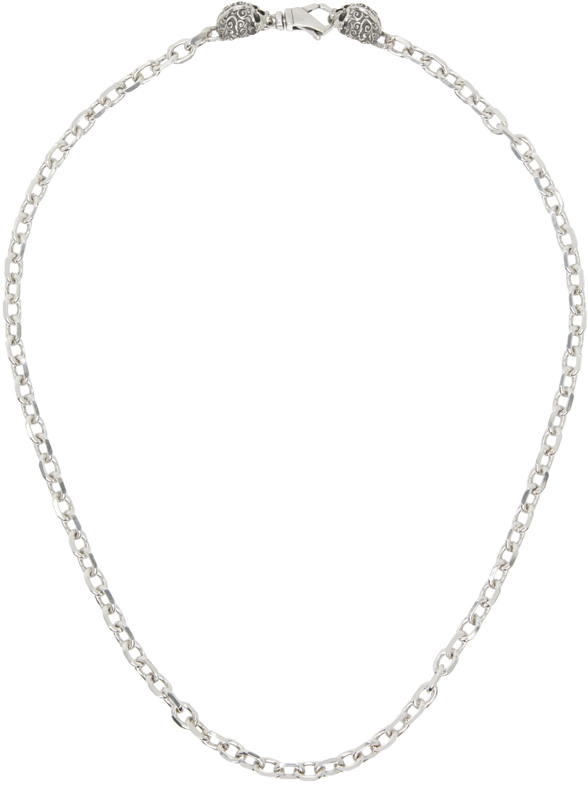 Shop Emanuele Bicocchi Silver Link Chain Skulls Necklace