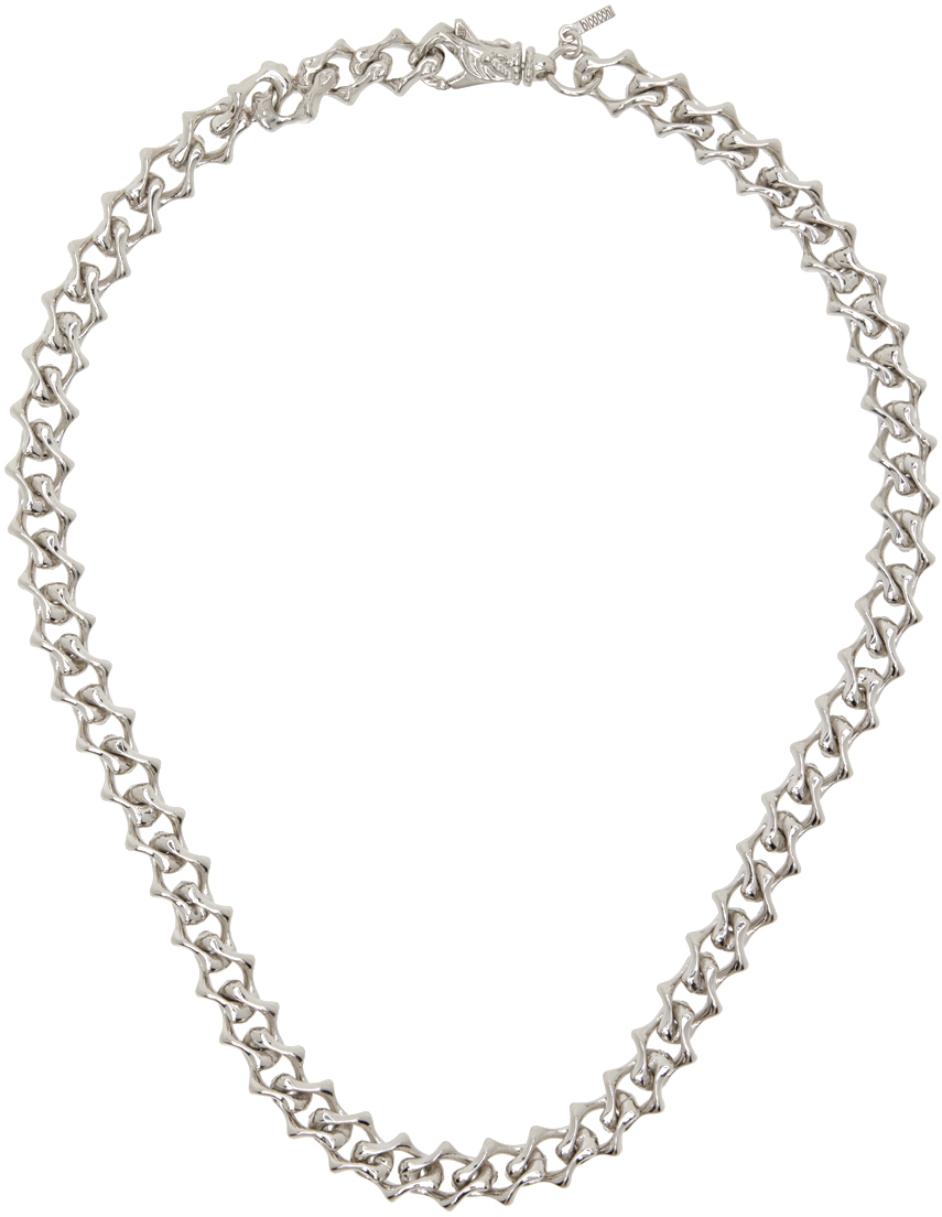 Silver Large Arabesque Sharp Link Chain Necklace