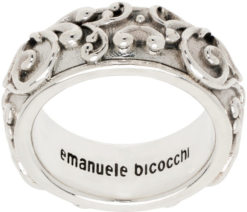 Shop Emanuele Bicocchi Silver Large Arabesque Band Ring