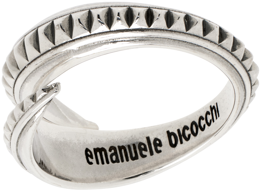 Shop Emanuele Bicocchi Silver Pyramid Spiral Ring