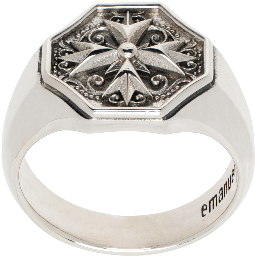 Shop Emanuele Bicocchi Silver Crest Signet Ring