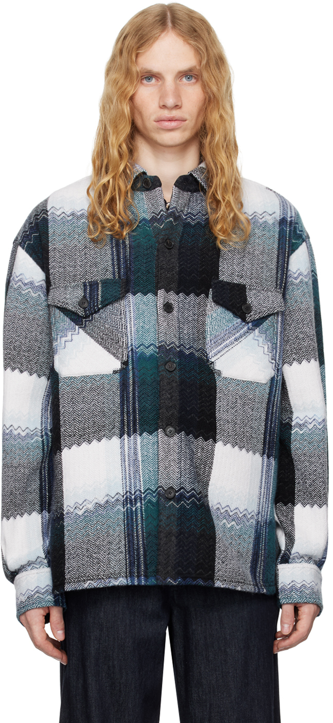 Shop Missoni Multicolor Knit Overshirt In Grey And Blue Tones