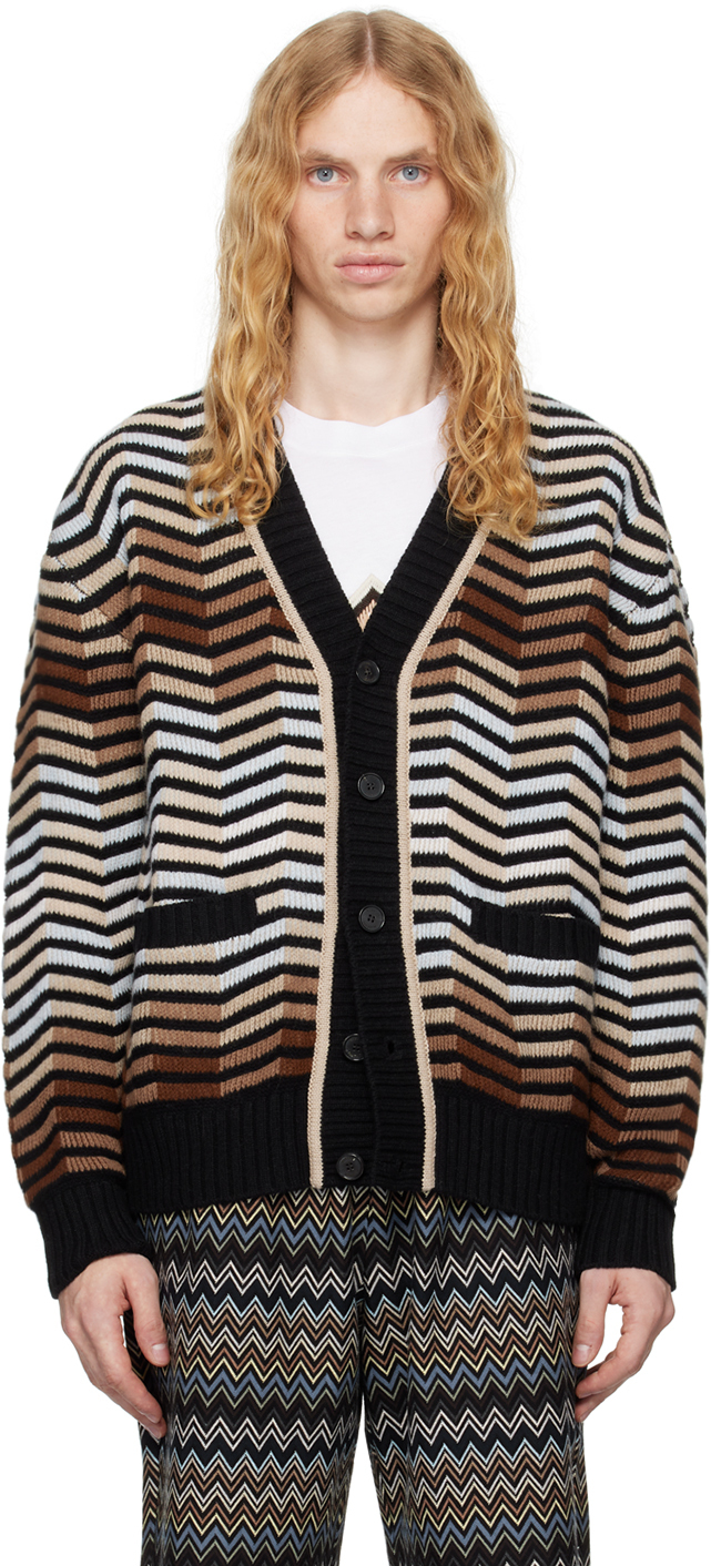 Brown Macro Zig Zag Cardigan