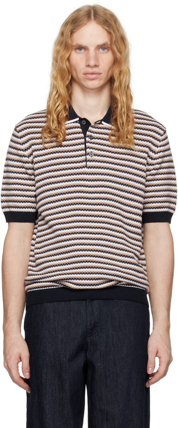 Beige & Blue Zig Zag Polo