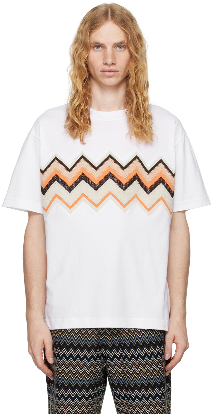 White Zig Zag Embroidery T-shirt