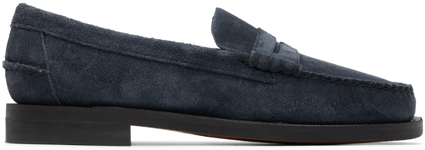 Shop Sebago Navy Classic Dan Rough Out Loafers In Blue Universe