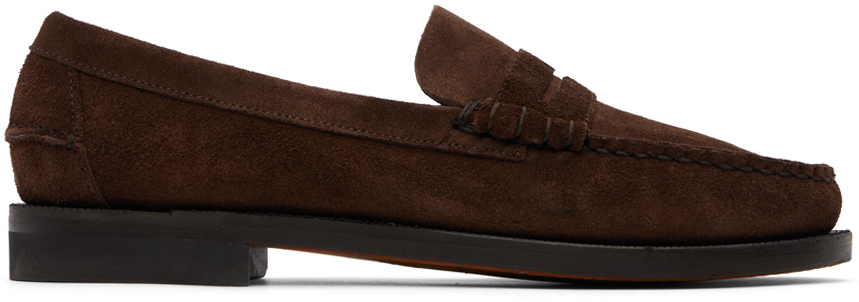 Shop Sebago Brown Classic Dan Rough Out Loafers In Dark Brown