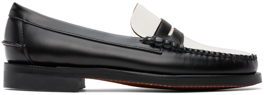 Shop Sebago Black & White Classic Dan Loafers In Black-white - Bl