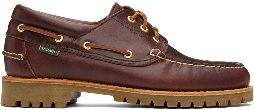 Shop Sebago Burgundy Acadia Boat Shoes In Brown Burgundy