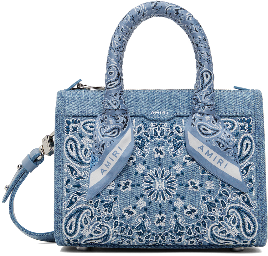 Shop Amiri Blue Bandana Micro Triangle Bag In True Blue