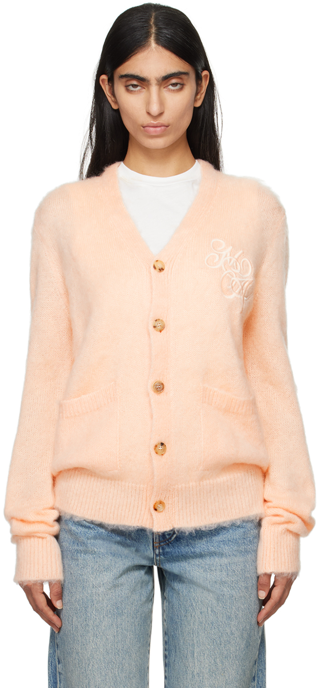 Amiri Angel Applique Varsity Jacket In Peach