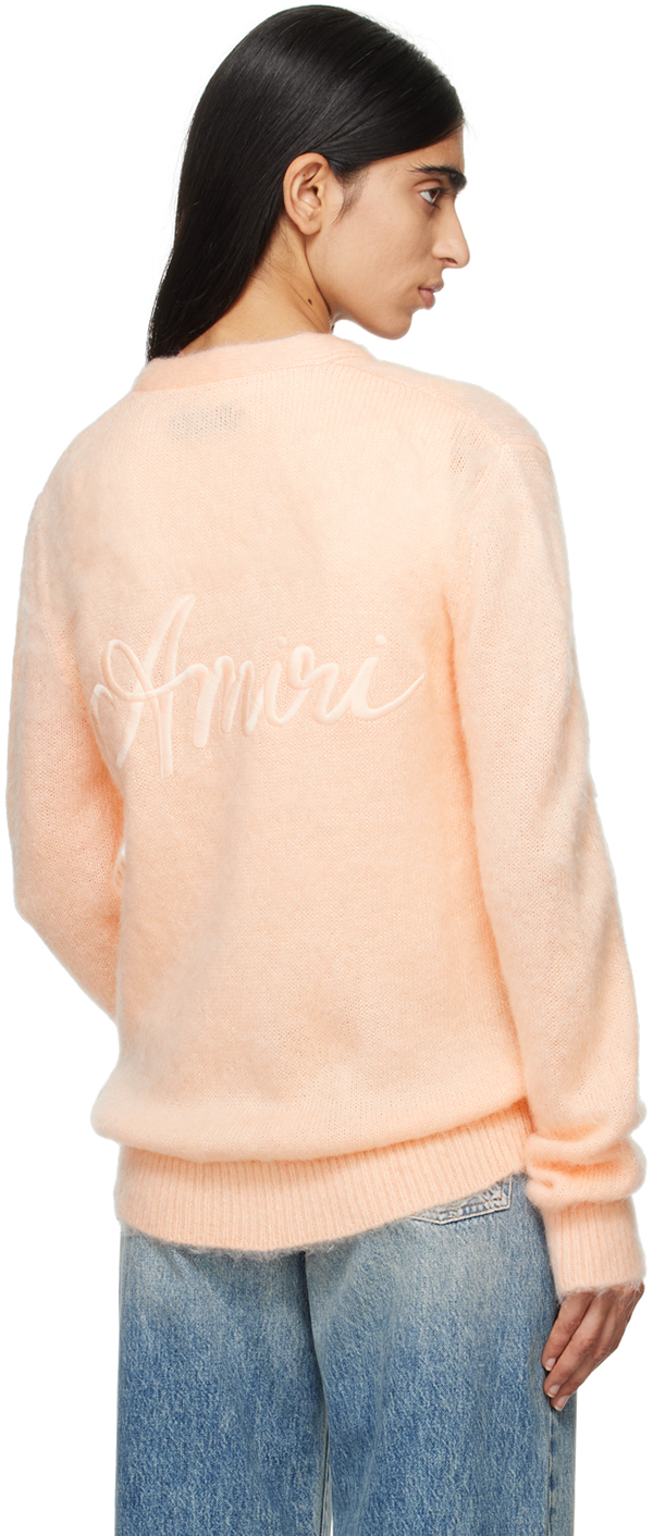 Amiri Angel Applique Varsity Jacket In Peach