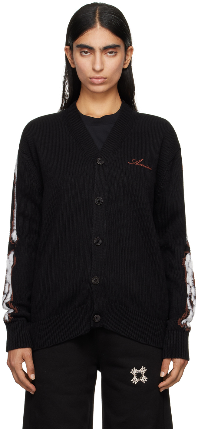 Shop Amiri Black Bones Cardigan