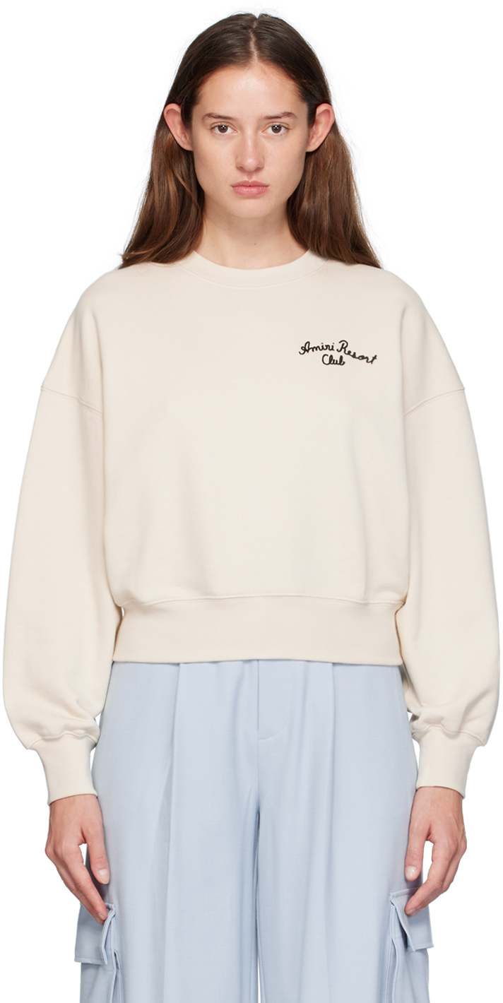 Shop Amiri Beige ' Resort Club' Sweatshirt In Alabaster