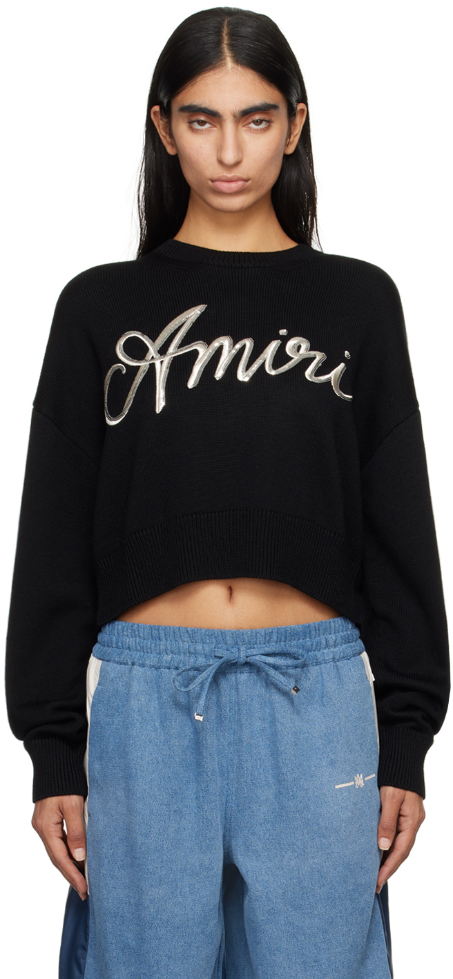 Shop Amiri Black Ma Swirl Sweater