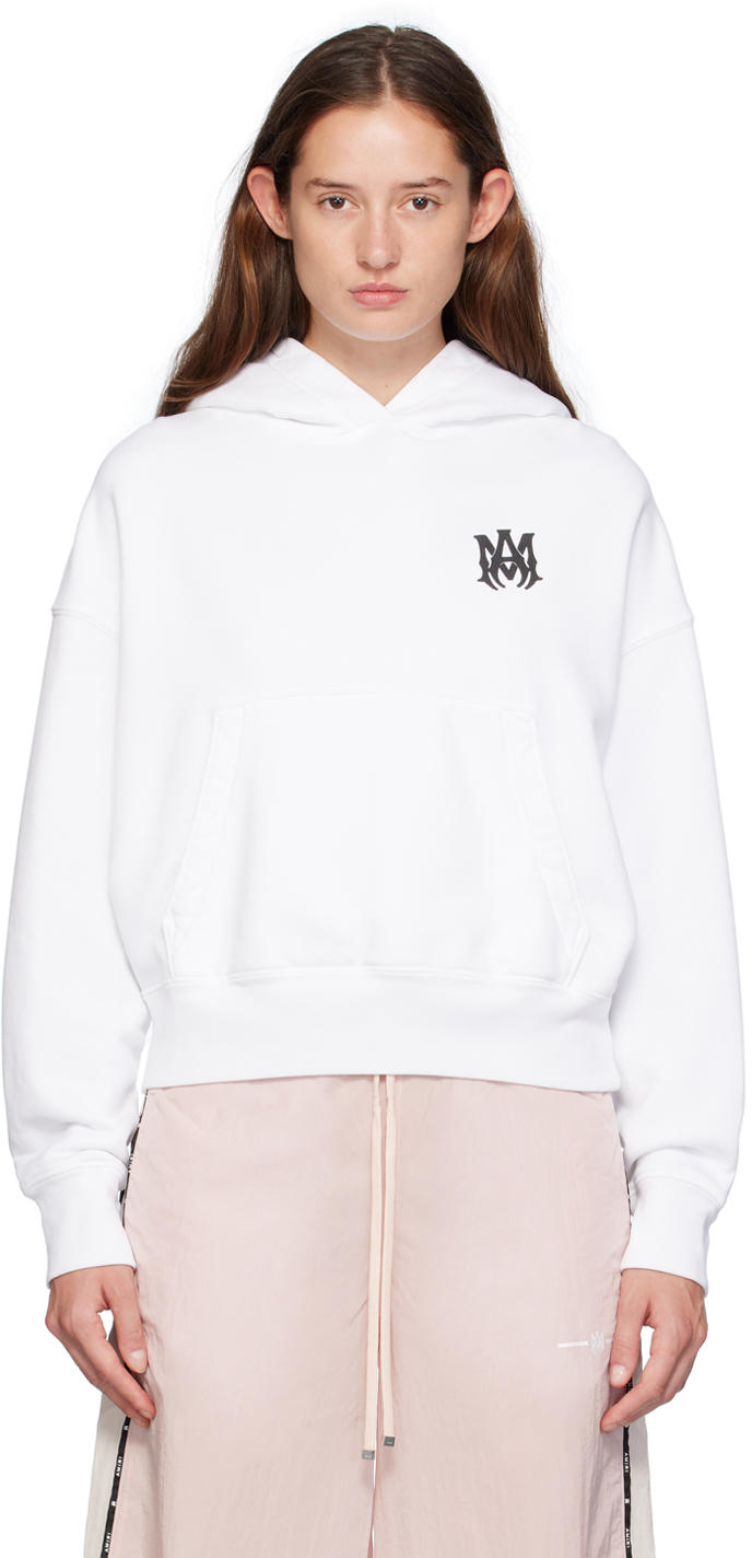 Shop Amiri White Ma Core Logo Hoodie