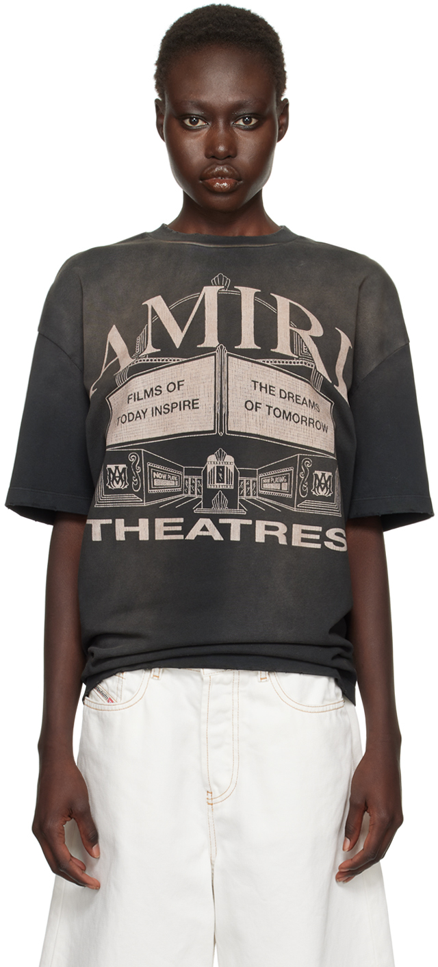 Shop Amiri Black 'theatres' Oversized T-shirt