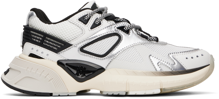 Shop Amiri Black & Silver Ma Runner Sneakers In Black White Silver