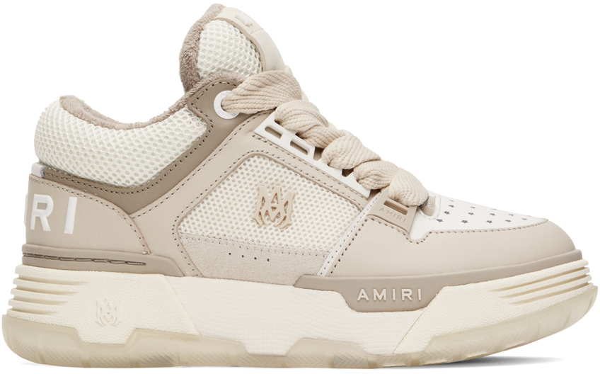 White & Beige MA-1 Sneakers by AMIRI on Sale White & Beige MA-1 Sneakers by AMIRI on Sale